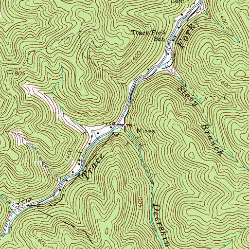 Topographic Map of Deerskin Branch, WV