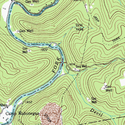 Topographic Map of Devil Run, WV