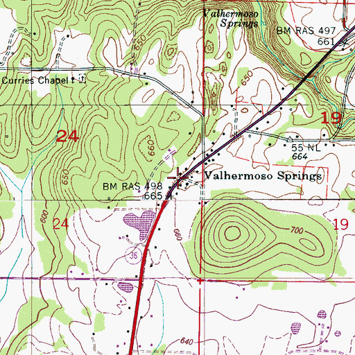 Topographic Map of Valhermoso Springs, AL