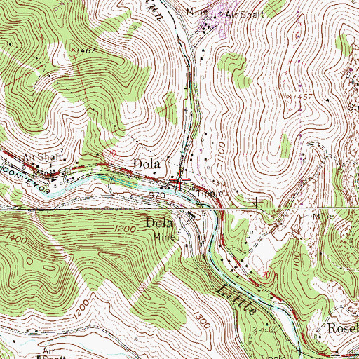 Topographic Map of Dola, WV