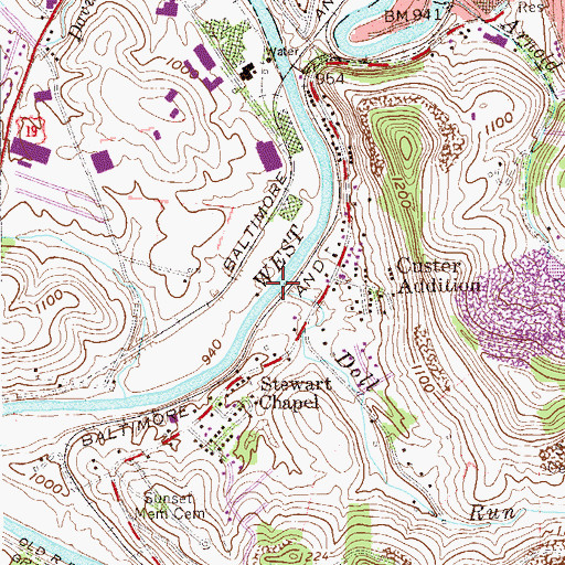 Topographic Map of Doll Run, WV