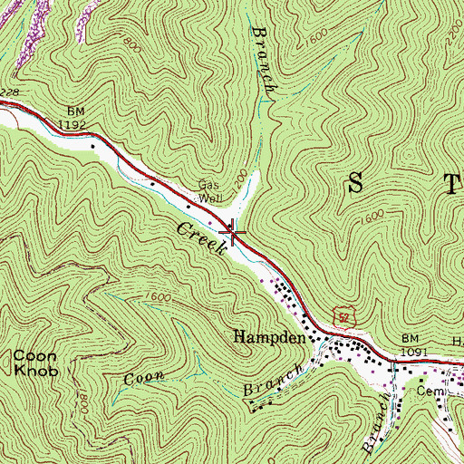 Topographic Map of Donaldson Branch, WV