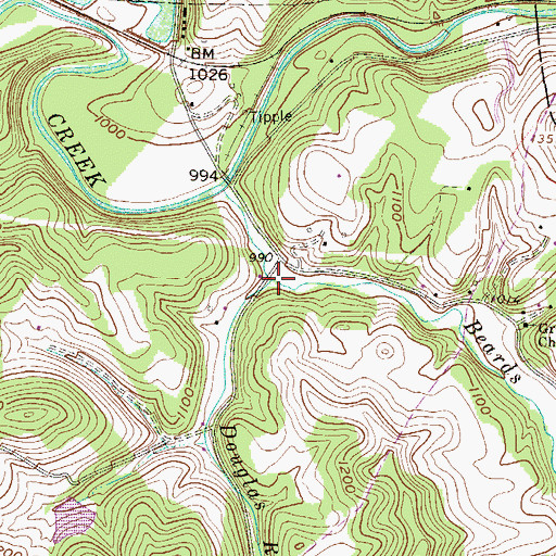 Topographic Map of Douglas Run, WV