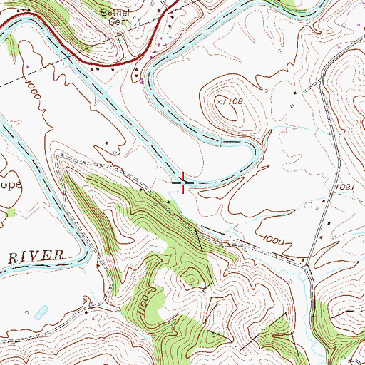Topographic Map of Duck Creek, WV