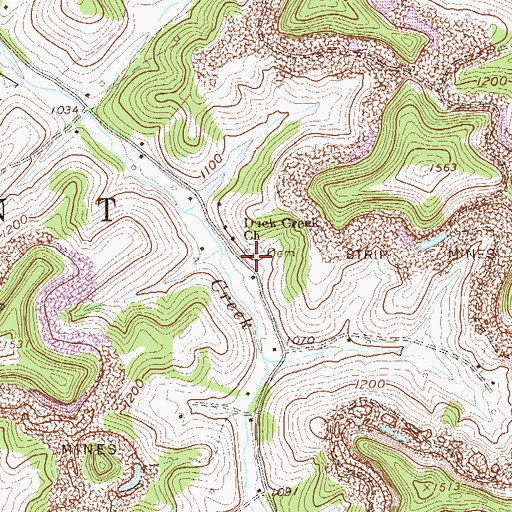 Topographic Map of Duck Creek Church, WV