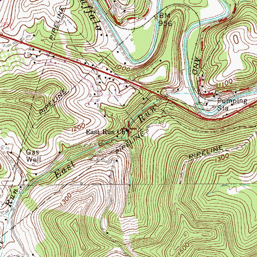 Topographic Map of East Run Church, WV