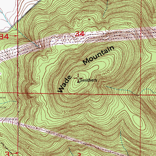 Topographic Map of Wade Mountain, AL