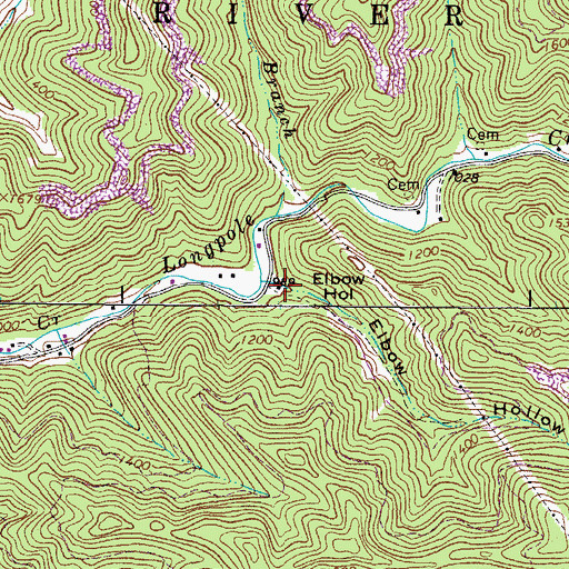 Topographic Map of Elbow Hollow, WV