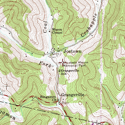 Topographic Map of Elizabeth Mason Memorial Park, WV