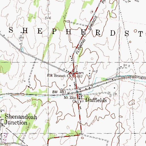Topographic Map of Elk Branch Church, WV