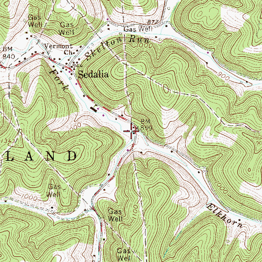 Topographic Map of Elkhorn Run, WV