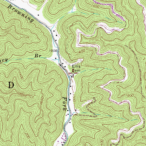 Topographic Map of Ellis Cemetery, WV