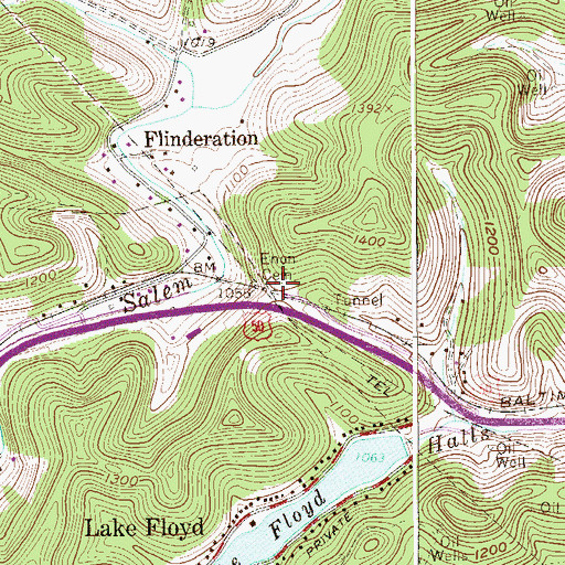 Topographic Map of Enon Cemetery, WV