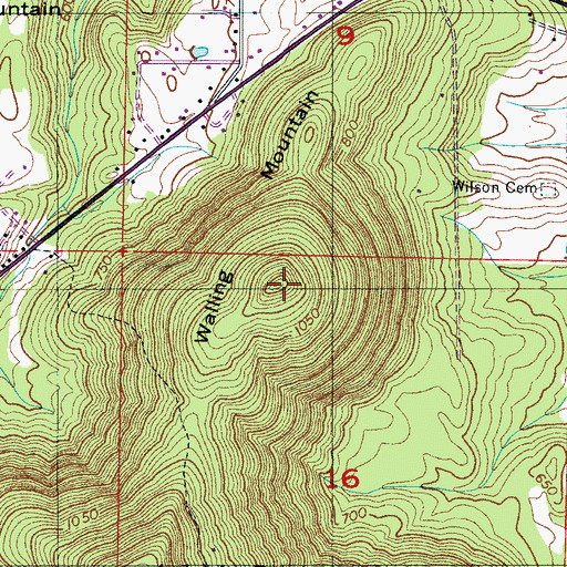 Topographic Map of Walling Mountain, AL
