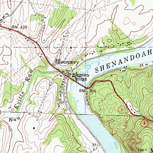 Topographic Map of Evitts Run, WV