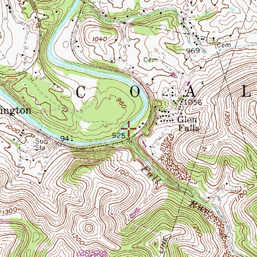 Topographic Map of Fall Run, WV