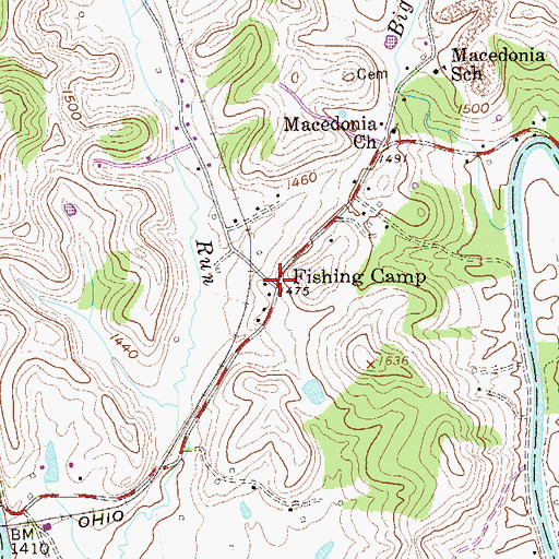 Topographic Map of Fishing Camp, WV