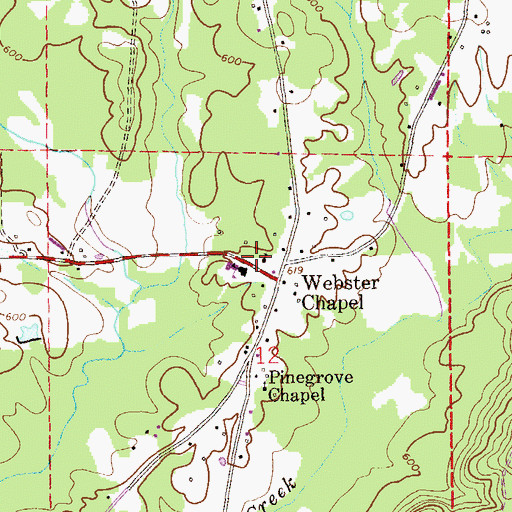 Topographic Map of Webster Chapel, AL