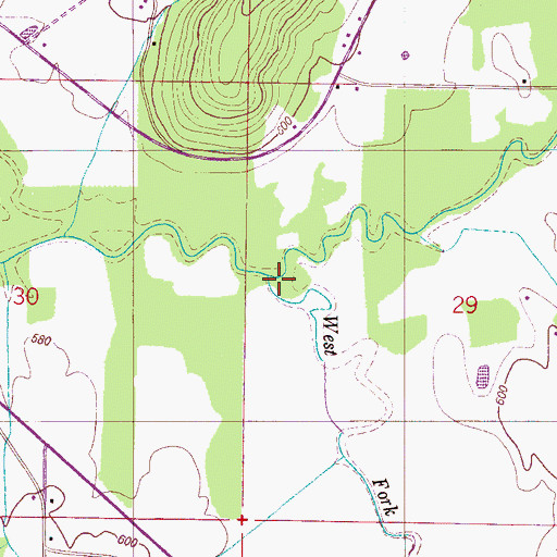 Topographic Map of West Fork Cotaco Creek, AL