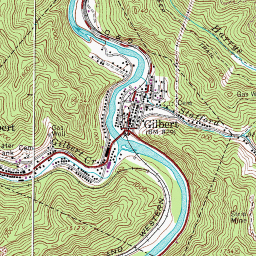 Topographic Map of Gilbert, WV