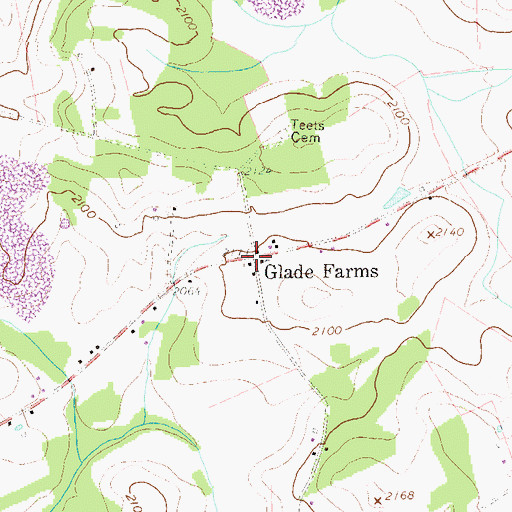 Topographic Map of Glade Farms, WV