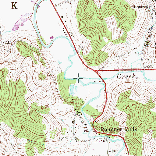 Topographic Map of Gnatty Creek, WV