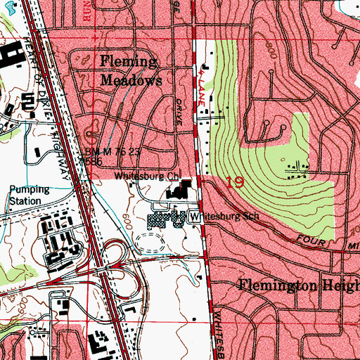 Topographic Map of Whitesburg Baptist Church, AL
