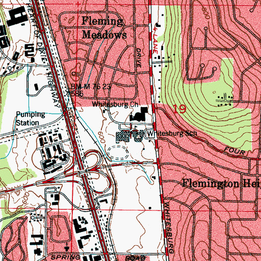Topographic Map of Whitesburg Middle School, AL
