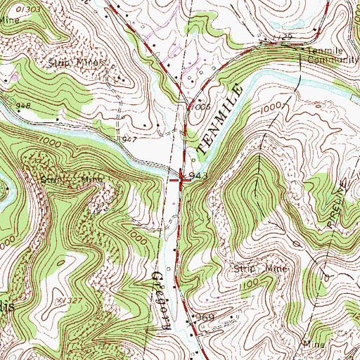 Topographic Map of Gregory Run, WV