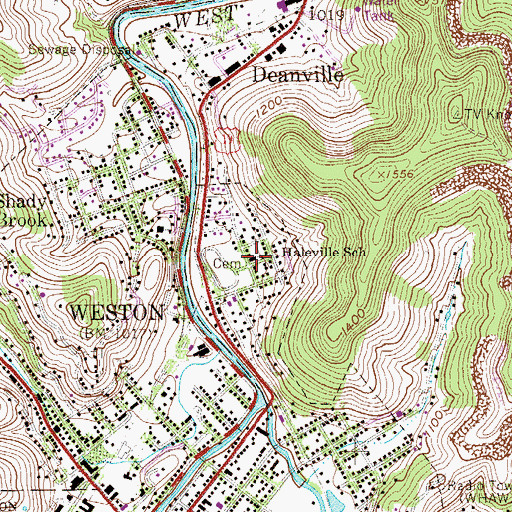 Topographic Map of Haleville School (historical), WV