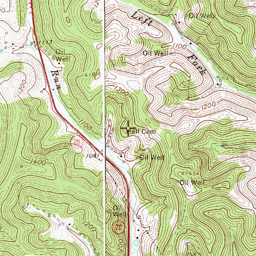 Topographic Map of Hall Cemetery, WV