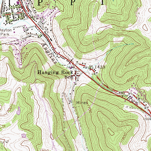 Topographic Map of Hanging Rock School (historical), WV