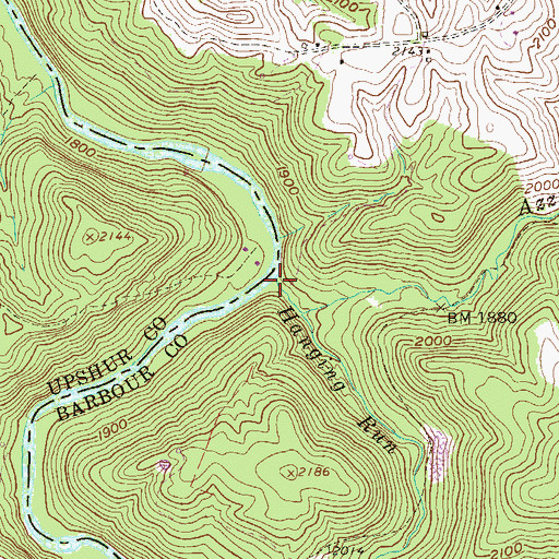 Topographic Map of Hanging Run, WV