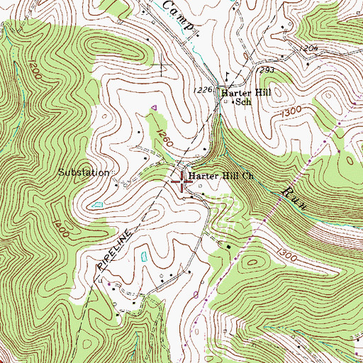 Topographic Map of Harter Hill Church, WV
