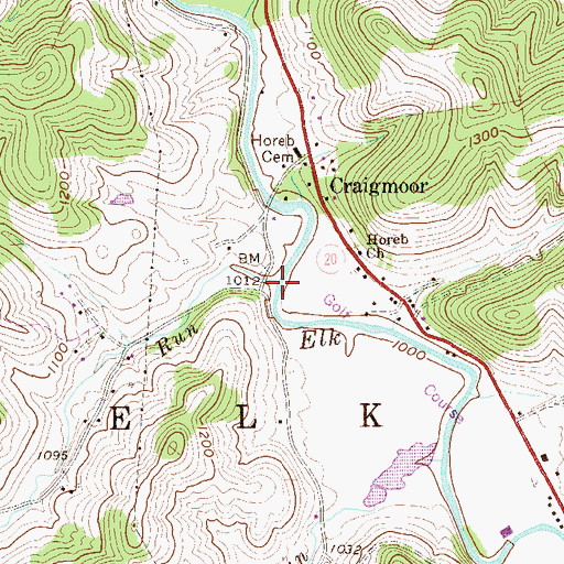 Topographic Map of Hastings Run, WV