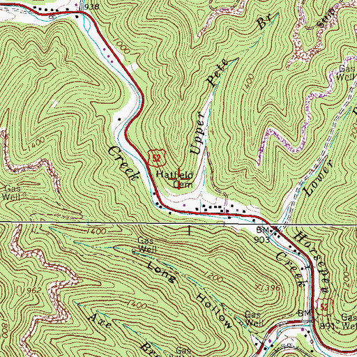Topographic Map of Hatfield Cemetery, WV