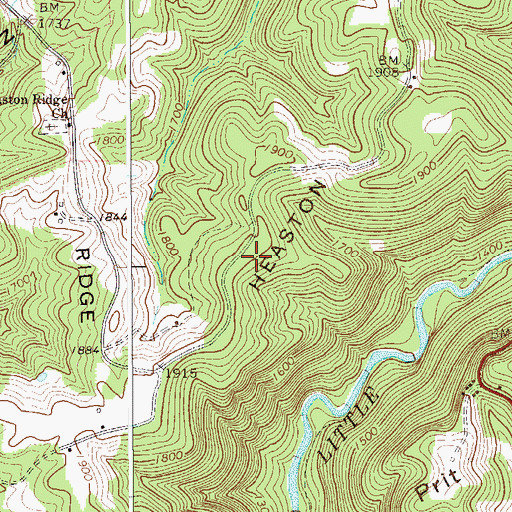 Topographic Map of Heaston Ridge, WV