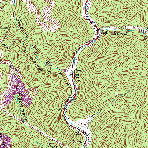 Topographic Map of Hickory Gap Branch, WV
