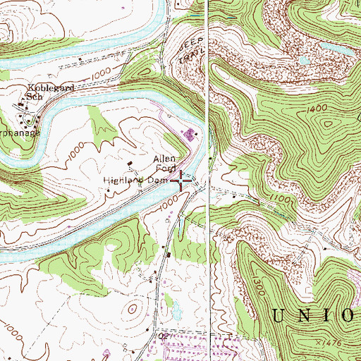 Topographic Map of Highland Dam, WV
