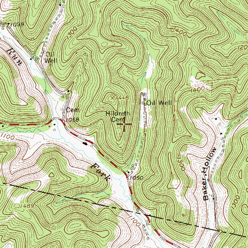 Topographic Map of Hildreth Cemetery, WV