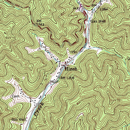 Topographic Map of Hinch, WV