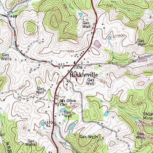 Topographic Map of Hinkleville, WV
