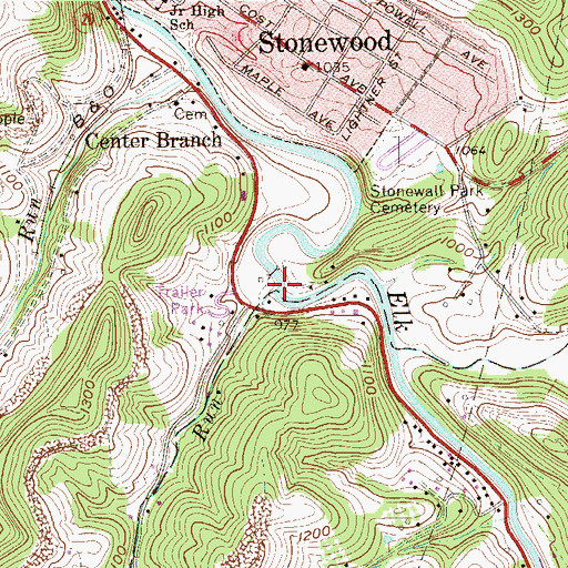 Topographic Map of Hooppole Run, WV