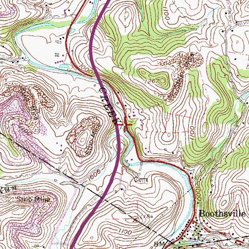Topographic Map of Horners Run, WV