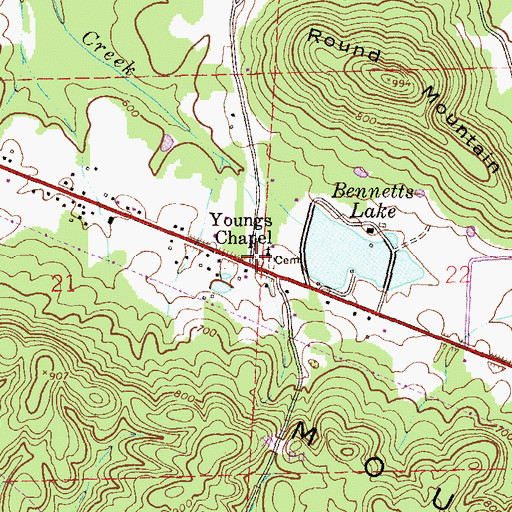 Topographic Map of Youngs Chapel, AL