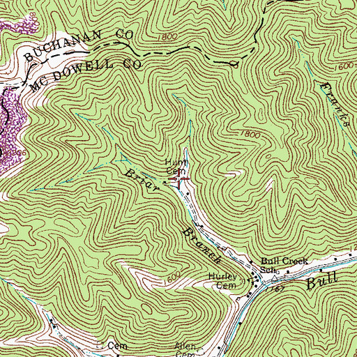 Topographic Map of Hunt Cemetery, WV