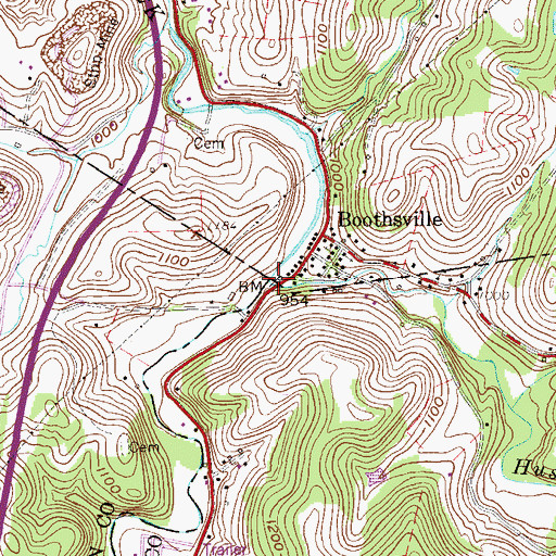 Topographic Map of Hustead Fork, WV