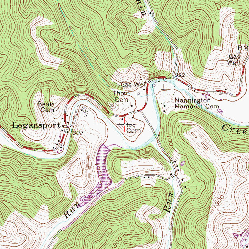 Topographic Map of Ice Cemetery, WV