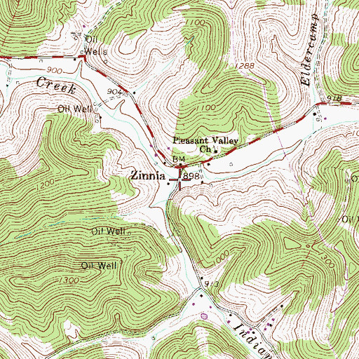 Topographic Map of Indian Fork, WV