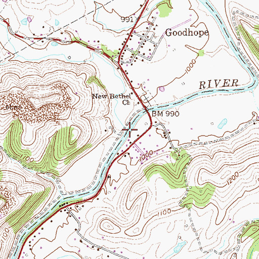 Topographic Map of Isaacs Creek, WV